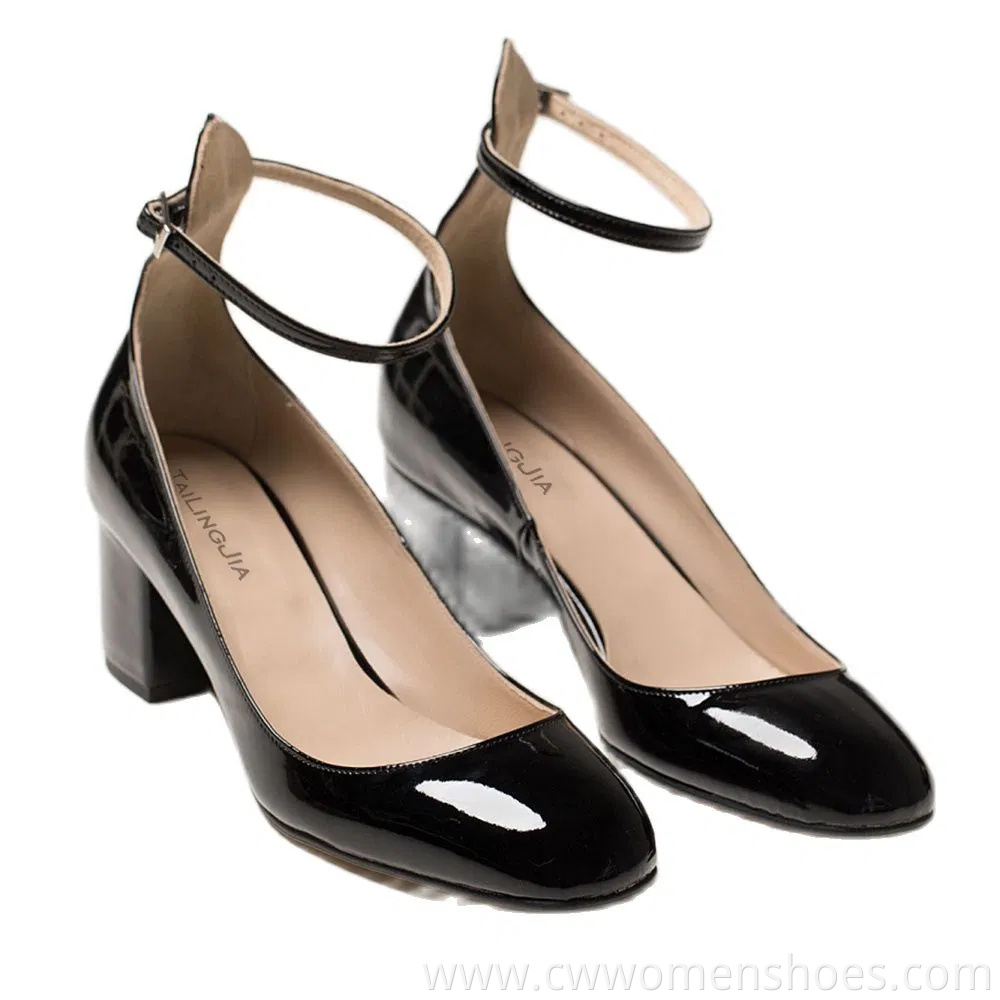 Womens Ankle Strap MID Heel Babydoll Mary Jane Shoes Heeled Pumps Block Heels